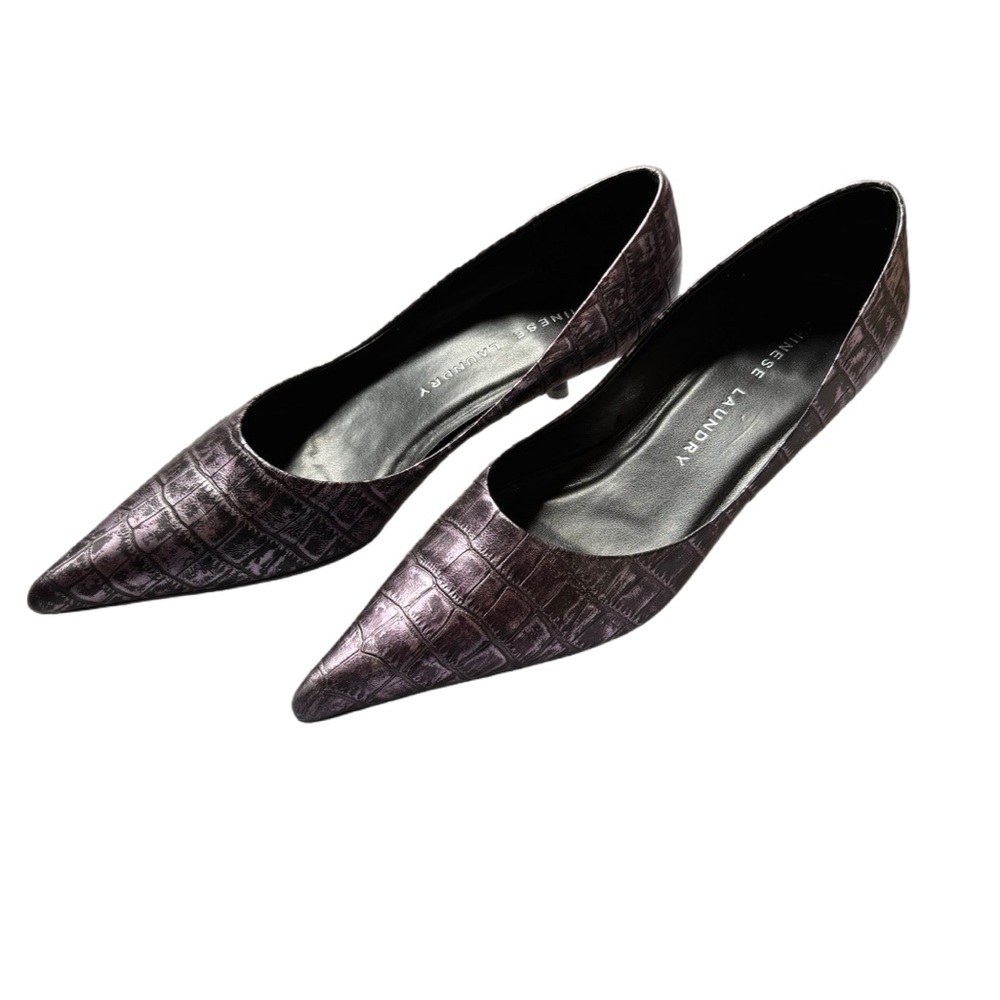 Chinese Laundry Women's Purple Croc-Embossed Heels